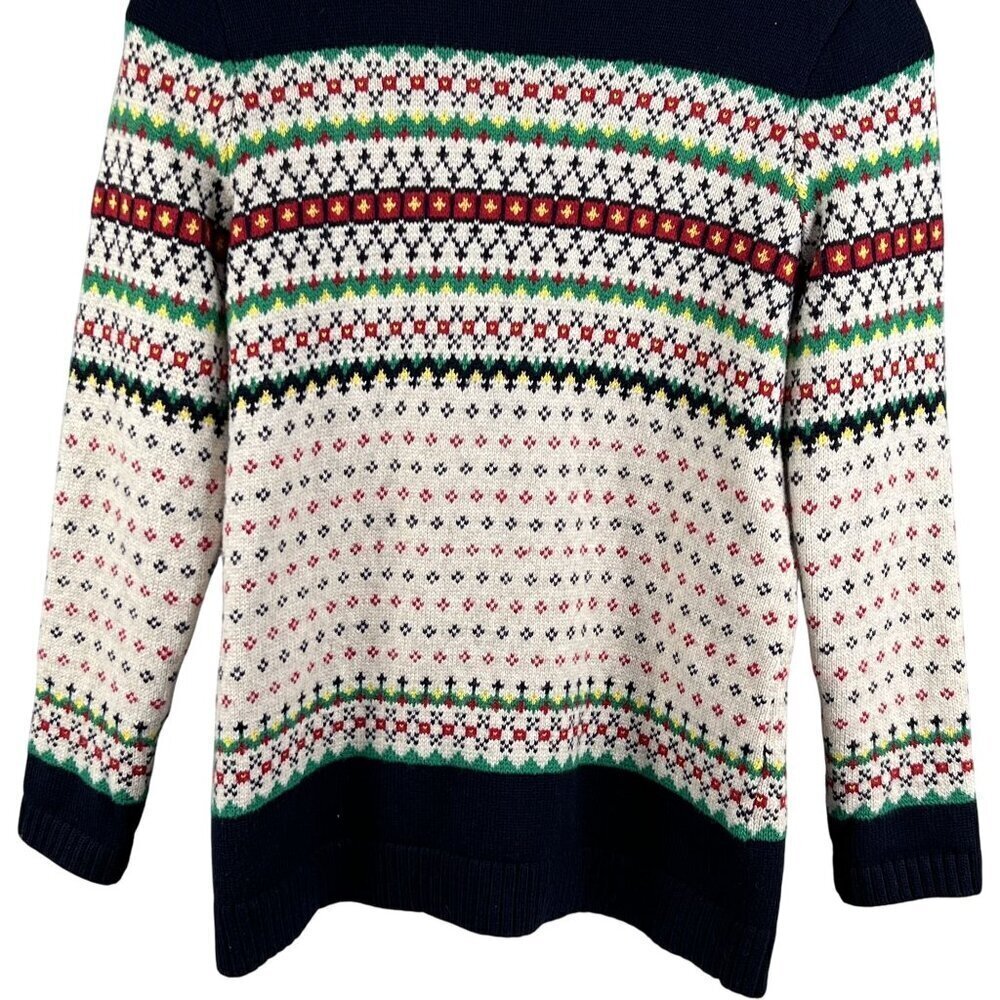 Talbots Womens L Fair Isle Shawl Collar Cardigan Sweater Soft Cozy Cotton Blend - Picture 10 of 16